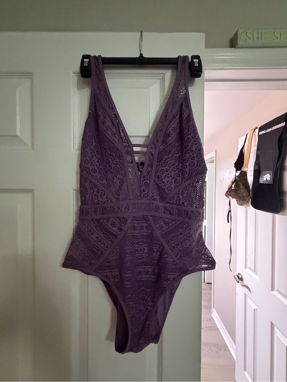 BECCA Plum Lace-Detail One-Piece Swim